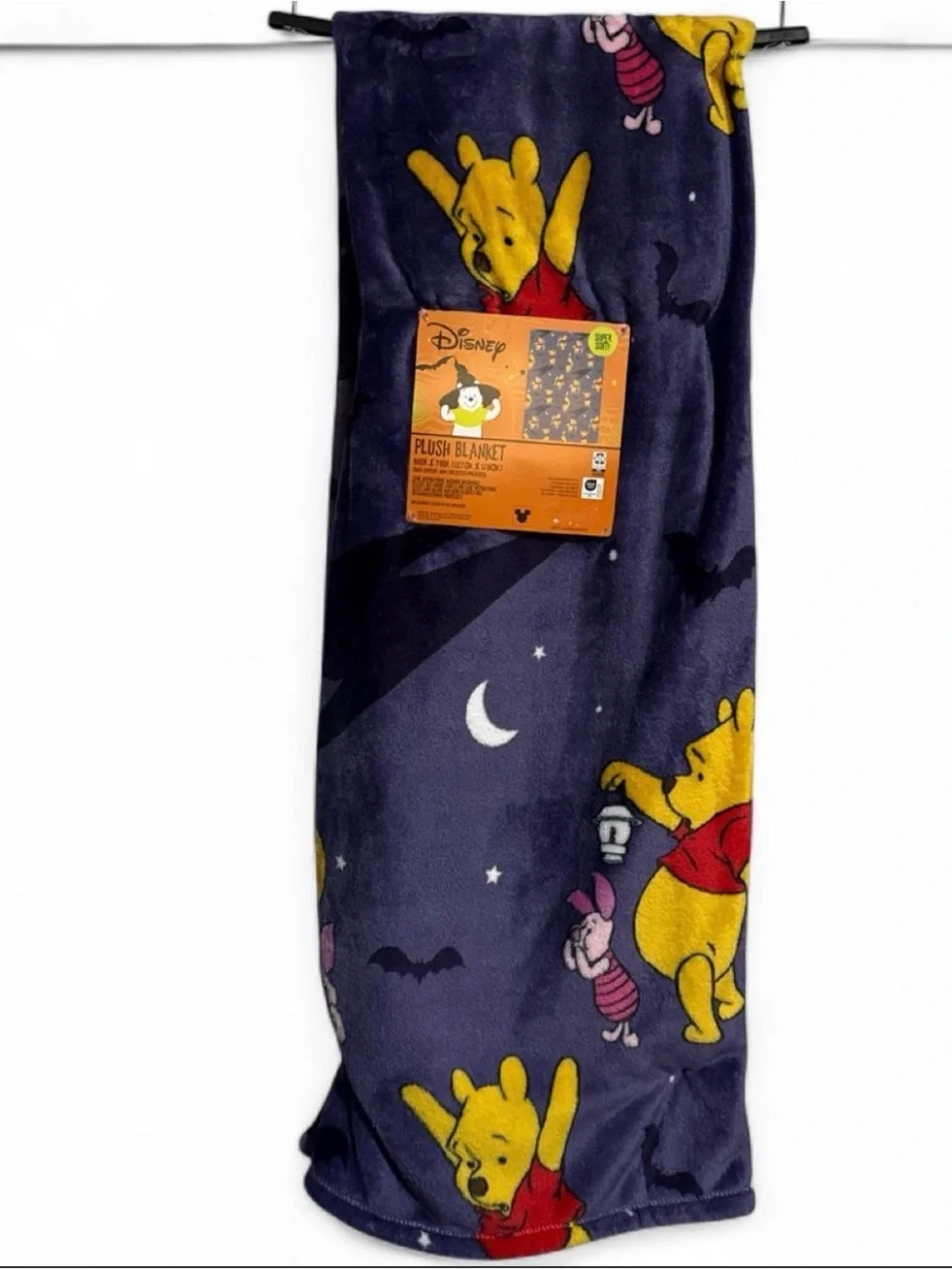 Disney Plush Blanket - Purple with Yellow Winnie the Pooh Prints